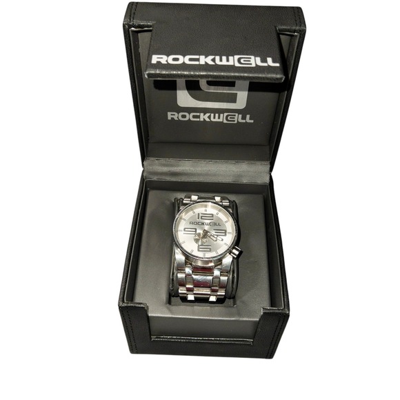 Rockwell 50mm Prime Time Silver Watch Swiss Movement With‎ Box And Link 10ATM